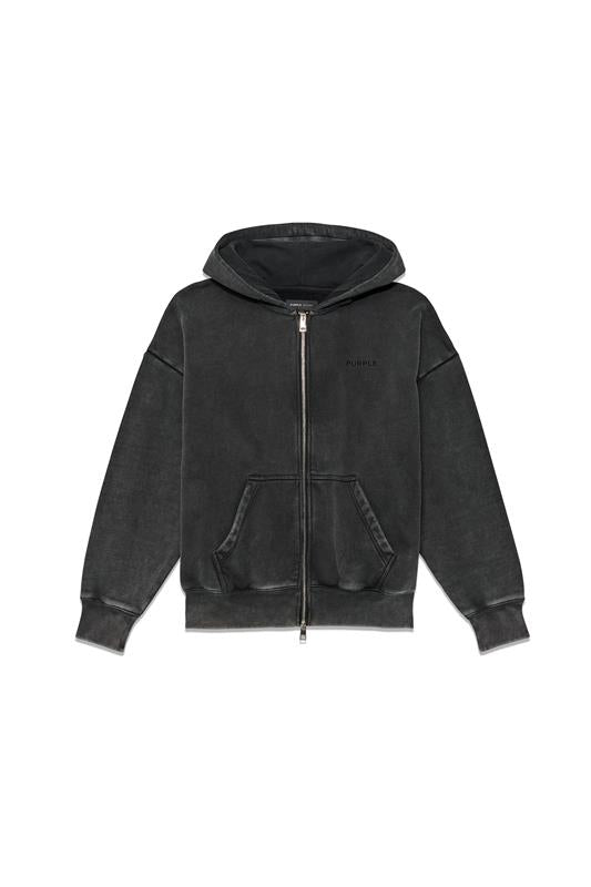 purple brand Basic Zip-Up Hoodie Washed Black