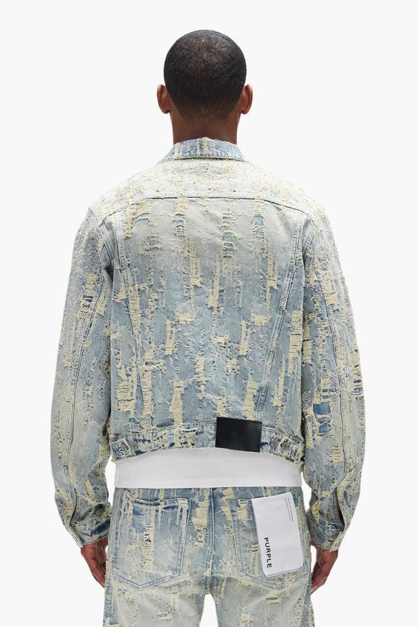 Purple Brand Beaded Destroy Jacket Light Indigo