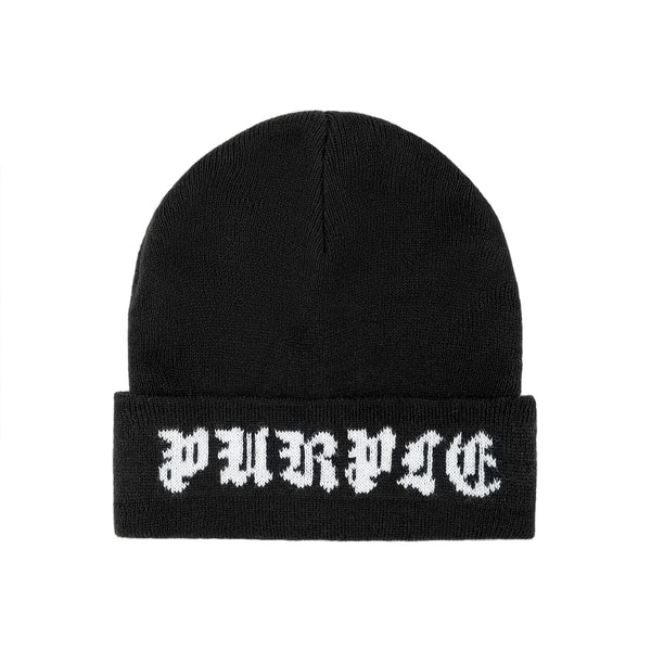 purple brand Black Beanie Black