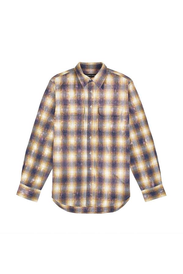 purple brand Bleach Out Flannel Shirt Yellow