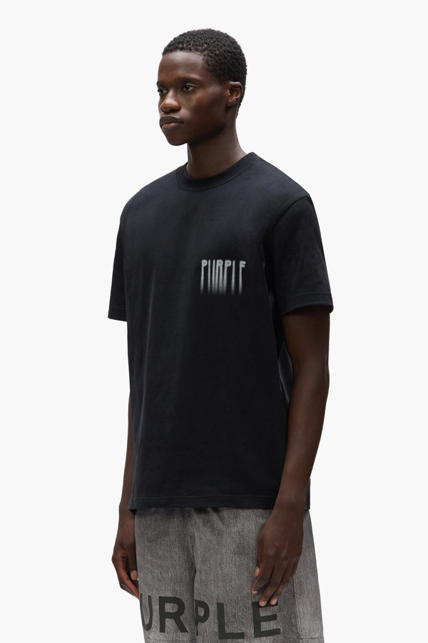 Purple Brand Blurred Wordmark Tee Black