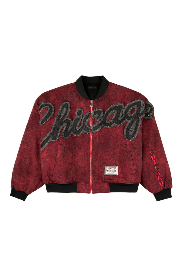 purple brand Chicago Bulls Bomber Jacket Red