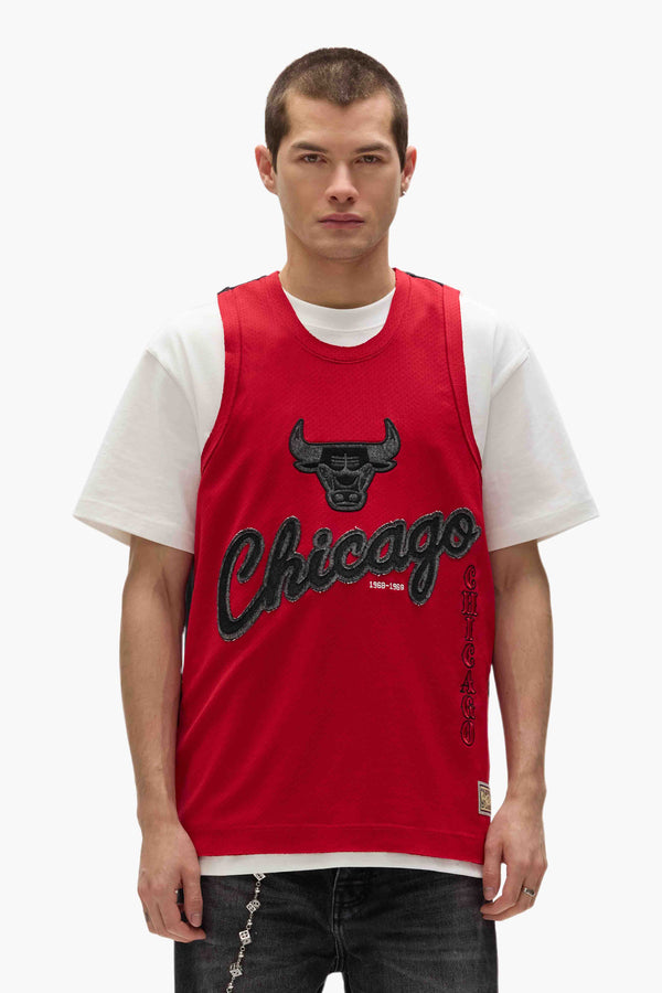 purple brand Chicago Bulls Mesh Jersey Black & Red