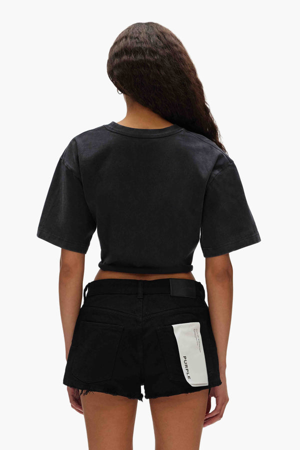 Purple Brand Collegiate Cropped Tee Black