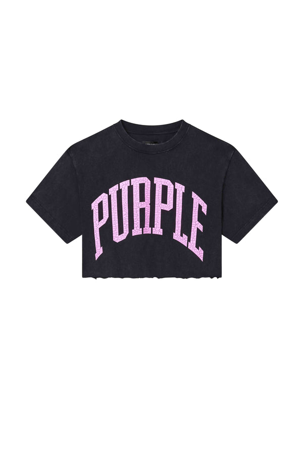 Purple Brand Collegiate Cropped Tee Black