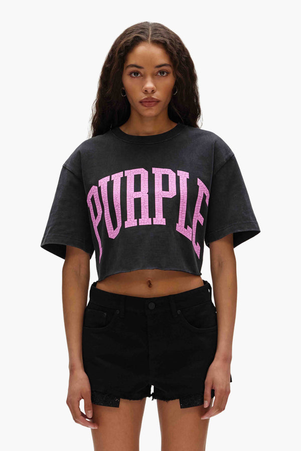 purple brand Collegiate Cropped Tee Black