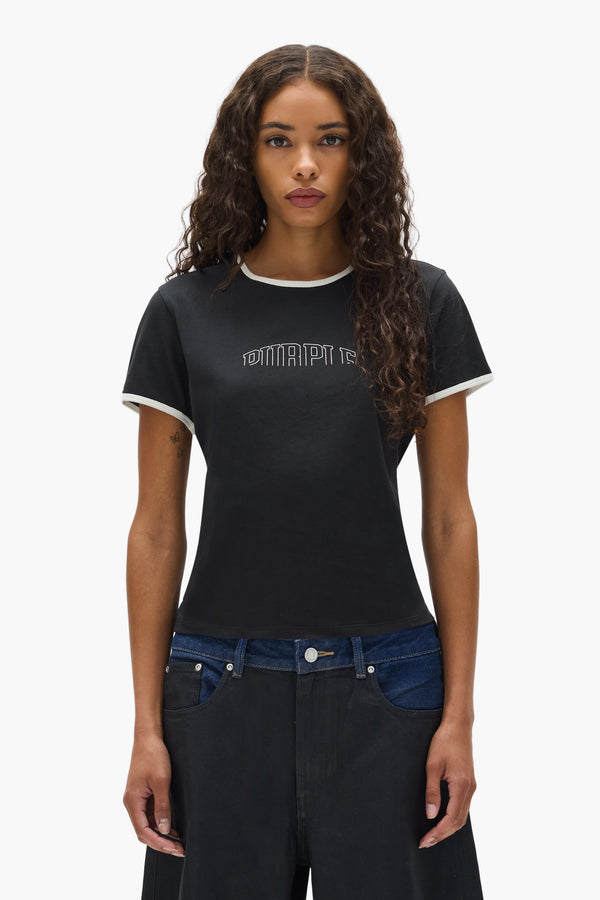 purple brand Collegiate Cut Tee Black