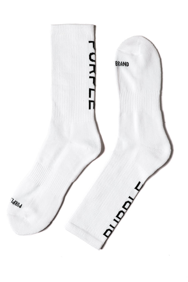 purple brand Crew Socks White