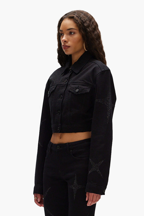 Purple Brand Crop Jacket Black