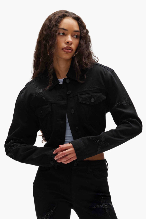 Purple Brand Crop Jacket Black