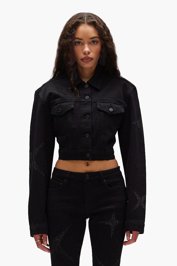 purple brand Crop Jacket Black