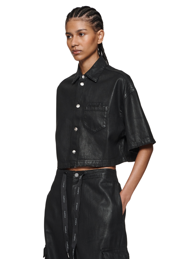Purple Brand Crop Shirt Coated Black