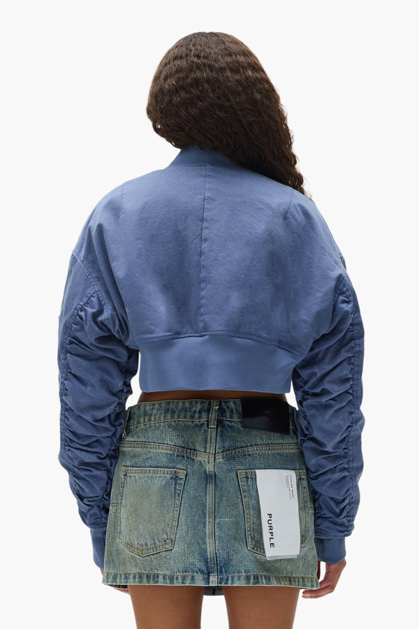 Purple Brand Cropped Bomber Jacket Blue