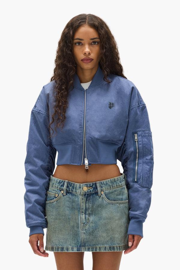 purple brand Cropped Bomber Jacket Blue