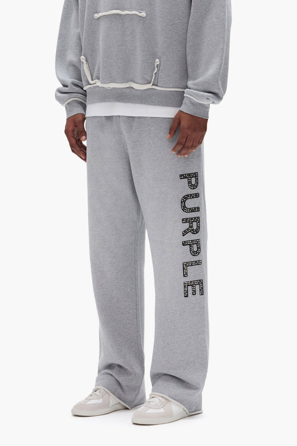 Purple Brand Crystal Applique Sweatpant Gray