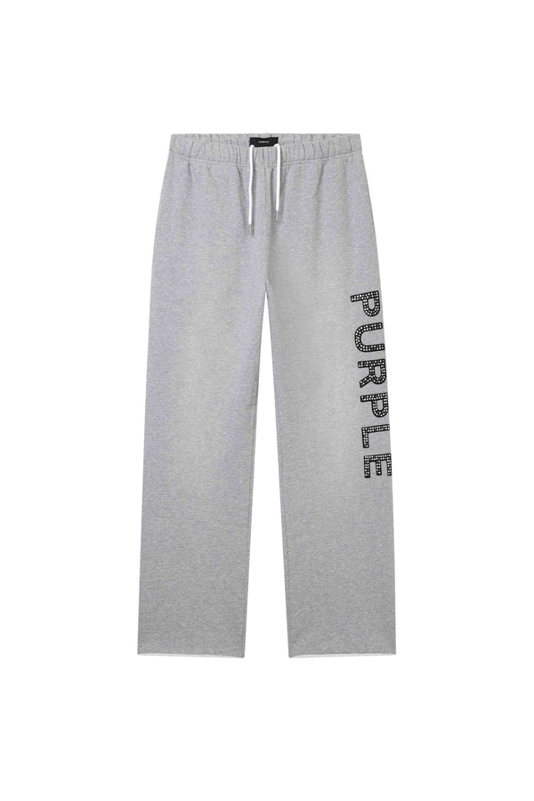 Purple Brand Crystal Applique Sweatpant Gray