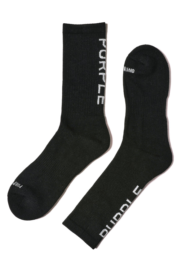 purple brand Crystal Crew Sock Black