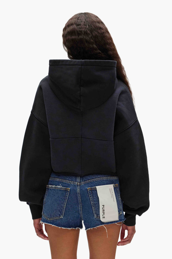 Purple Brand Crystal Cropped Hoodie Black