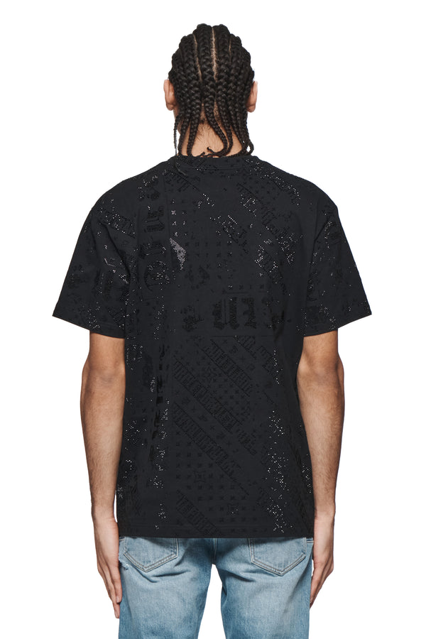 Purple Brand Crystal Flag Bandana Tee Black
