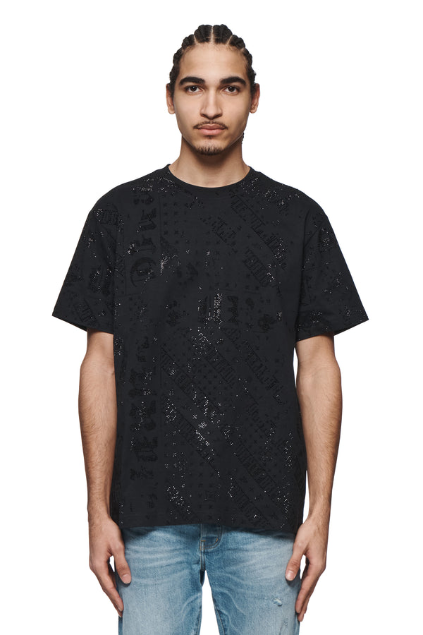 purple brand Crystal Flag Bandana Tee Black