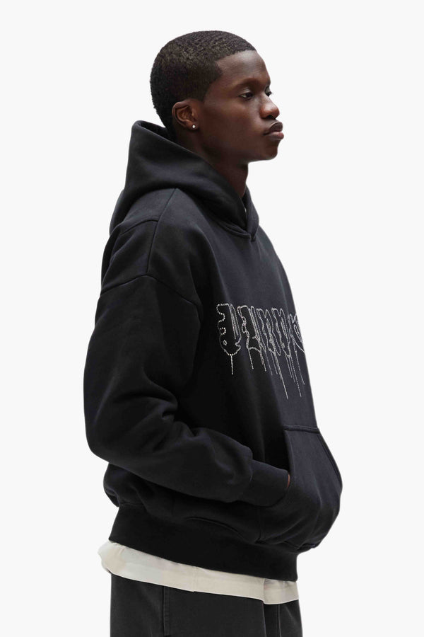 Purple Brand Crystal Gothic Drip Hoodie Black