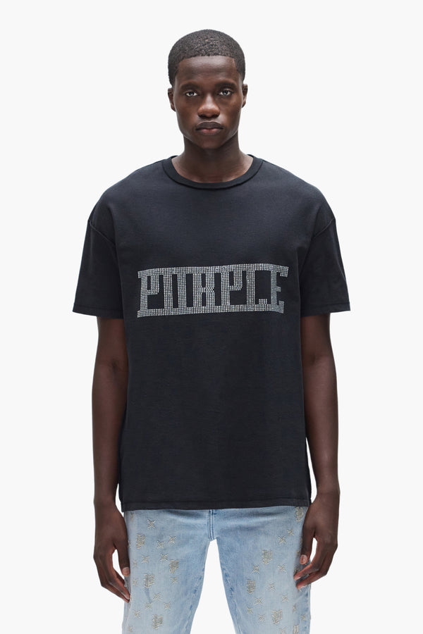 purple brand Crystal Plaque Tee Black