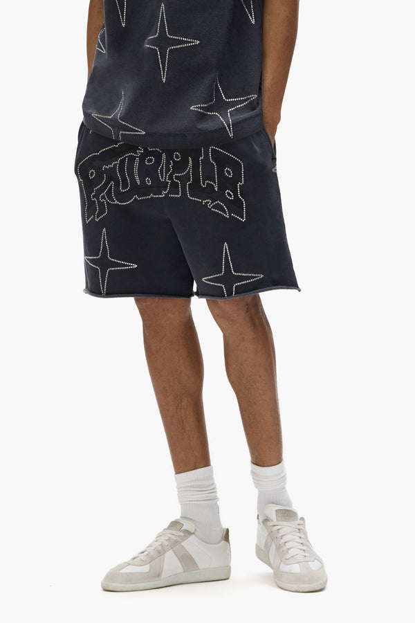 Purple Brand Crystal Star Shorts Black