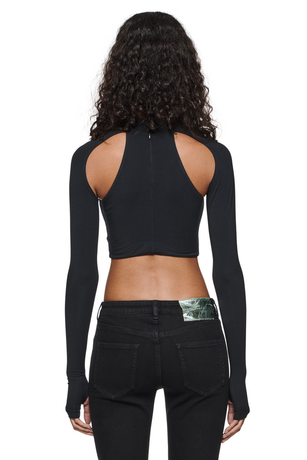 Purple Brand Cut Out Cropped Top Black