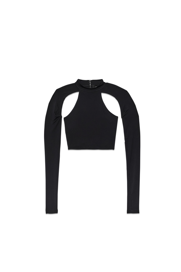 Purple Brand Cut Out Cropped Top Black