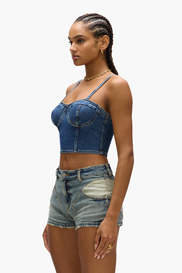 Purple Brand Denim Corsette Blue