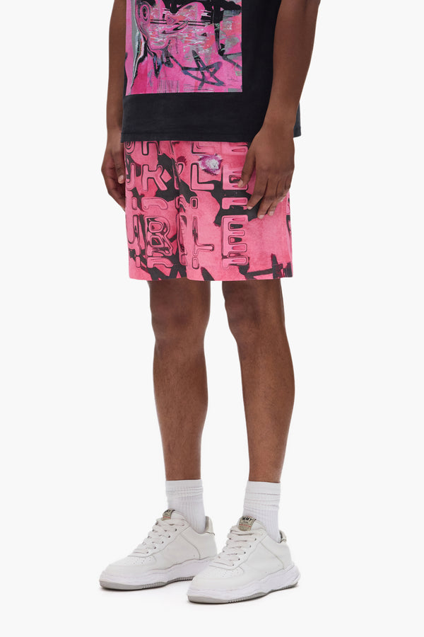 Purple Brand Displaced Swim Short Pink & Black
