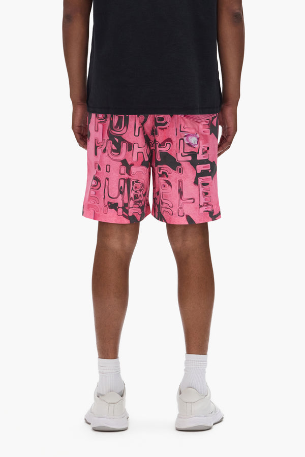 Purple Brand Displaced Swim Short Pink & Black