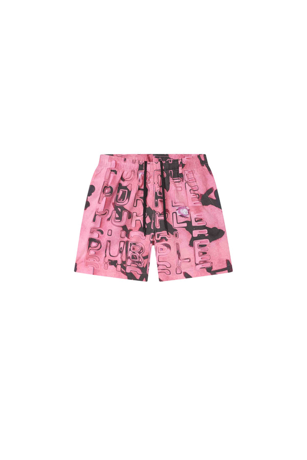 Purple Brand Displaced Swim Short Pink & Black