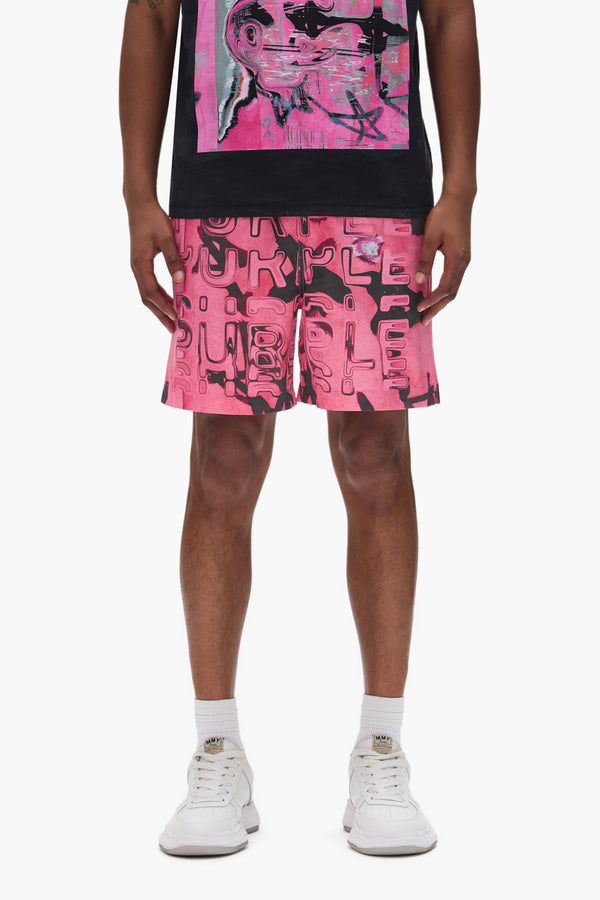 purple brand Displaced Swim Short Pink & Black