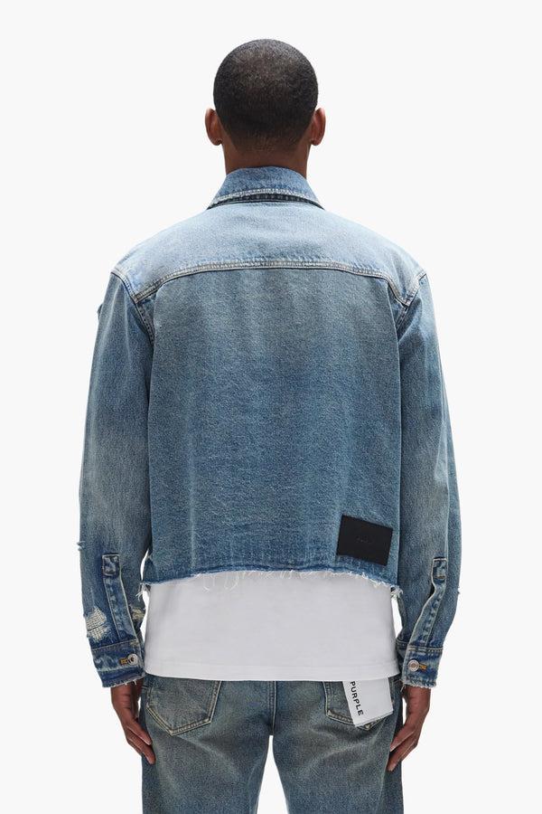 Purple Brand Distressed Cropped Shirt Light Indigo
