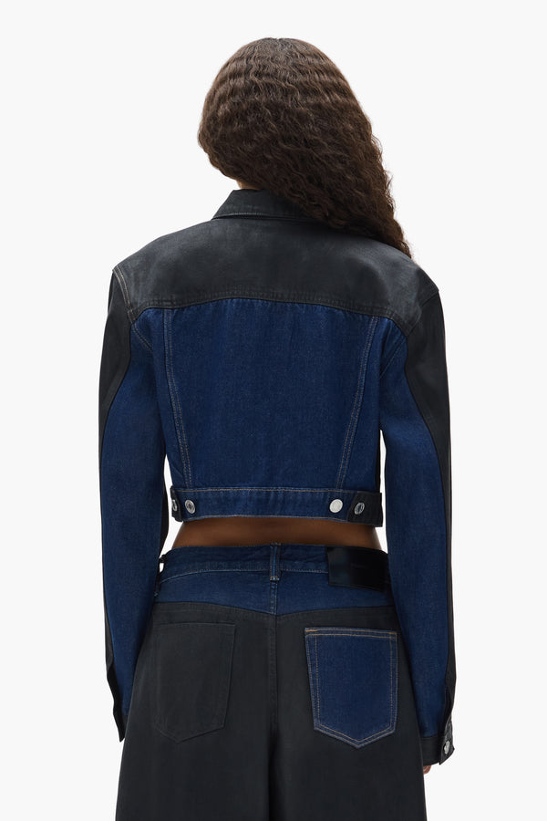 Purple Brand Dual Tone Cropped Jacket Black