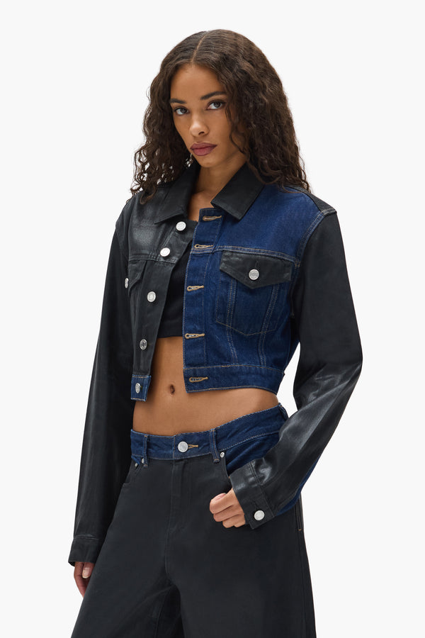Purple Brand Dual Tone Cropped Jacket Black