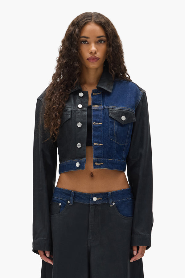 purple brand Dual Tone Cropped Jacket Black