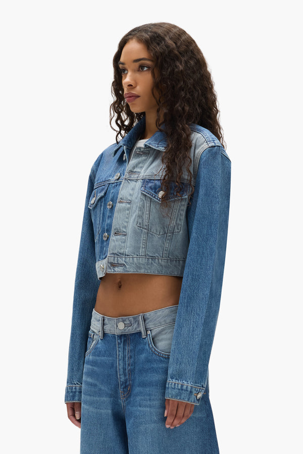 Purple Brand Dual Tone Cropped Jacket Light Indigo