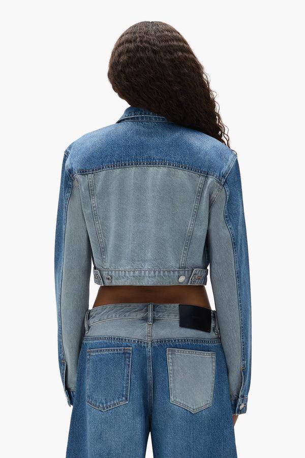 Purple Brand Dual Tone Cropped Jacket Light Indigo