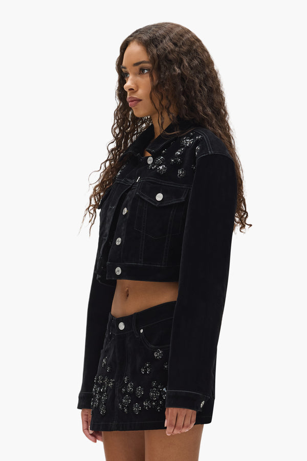 Purple Brand Embellished Cropped Jacket Black