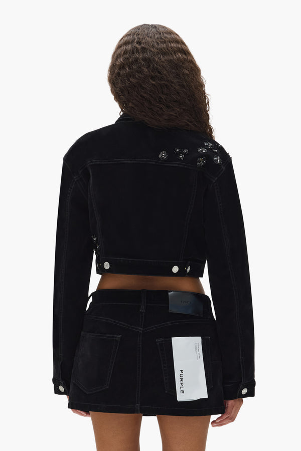 Purple Brand Embellished Cropped Jacket Black