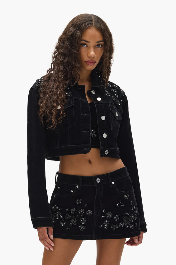 Purple Brand Embellished Cropped Jacket Black
