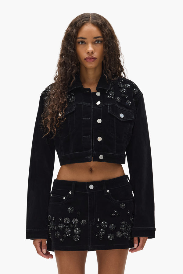 purple brand Embellished Cropped Jacket Black