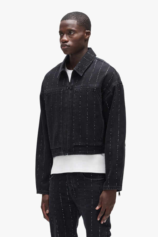 Purple Brand Embellished Stripes Jacket Black