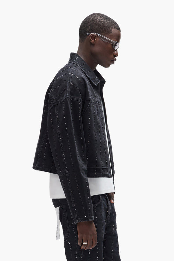 Purple Brand Embellished Stripes Jacket Black