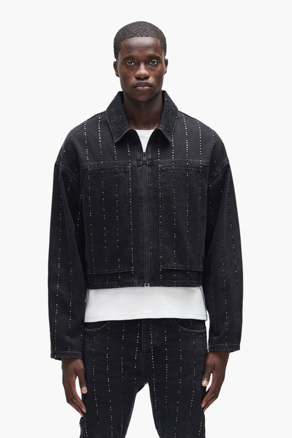 purple brand Embellished Stripes Jacket Black