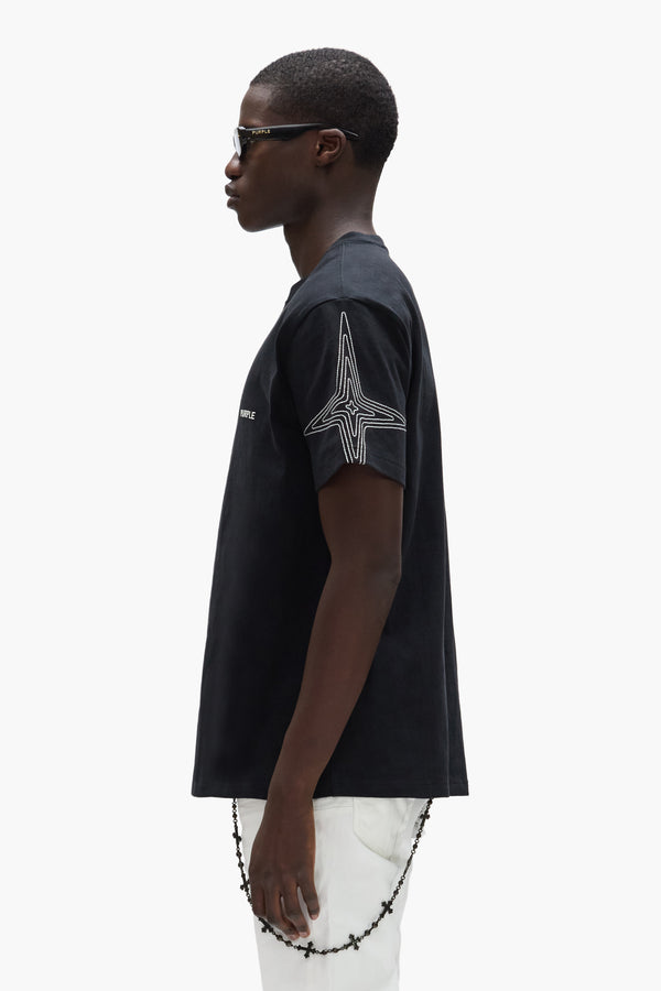 Purple Brand Embroidered Jumbo Star Tee Black