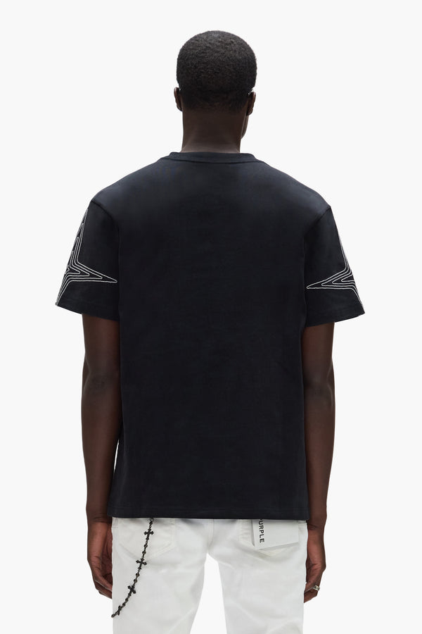 Purple Brand Embroidered Jumbo Star Tee Black
