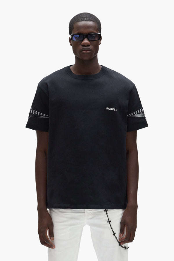 purple brand Embroidered Jumbo Star Tee Black